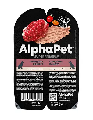 AlphaPet Superpremium влажный корм для собак с говядиной, в ламистерах
