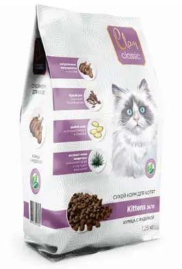 Clan Classic Kittens -36/19 сухой корм для котят, курица с индейкой 