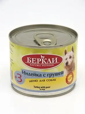 Berkley консервы для собак с индейкой и грушей LOCAL