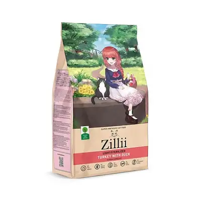 Zilli сухой корм для взрослых кошек с избыточным весом и стерилизованных Индейка с Уткой