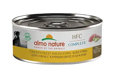 Almo Nature HFC Complete консервы для взрослых собак и щенков с 3-х месяцев с куриным филе и цукини