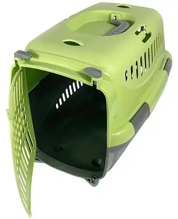 Купить zooexpress переноска для собак и кошек с пластиковой дверцей "Турне", зеленая